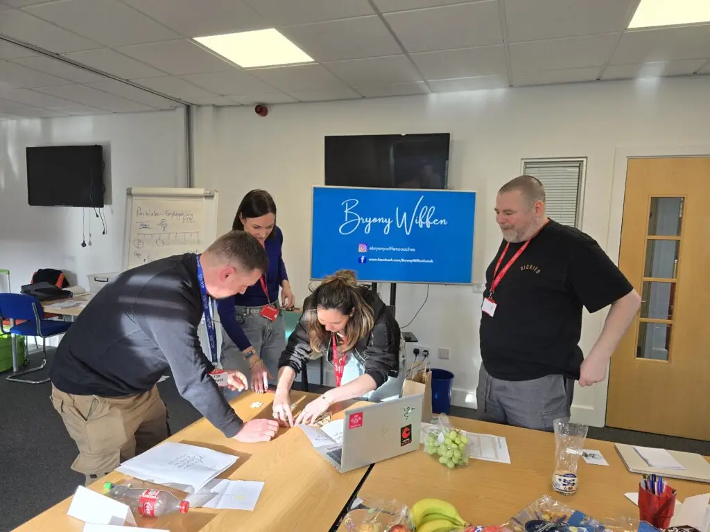 Image is of a small group breakout task during the session