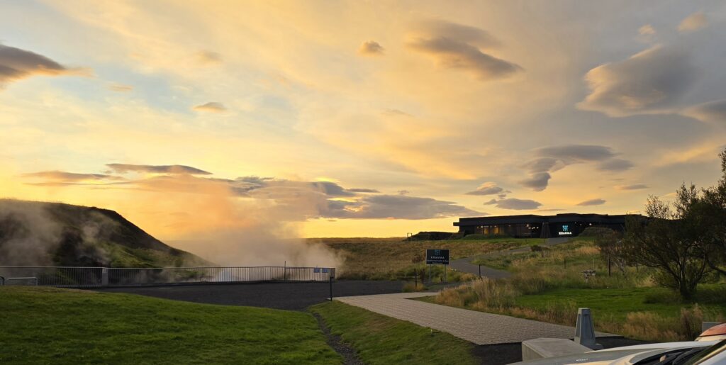 Sunsets and steam over Krauma
