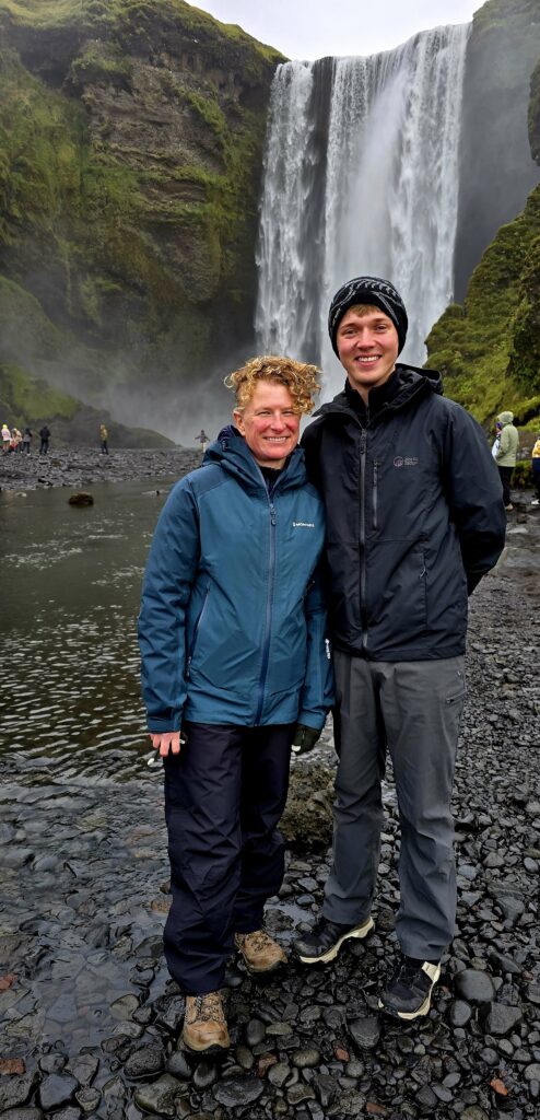 Image of my son and Vic at Skogafoss Waterfall on the south coast.