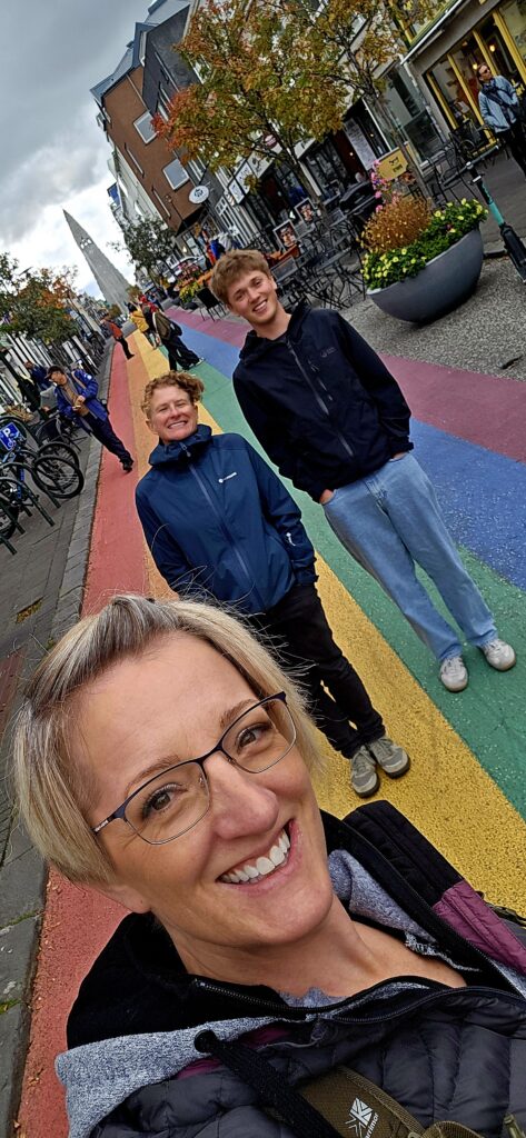 A family selfie on Reykjaviks Rainbow Road